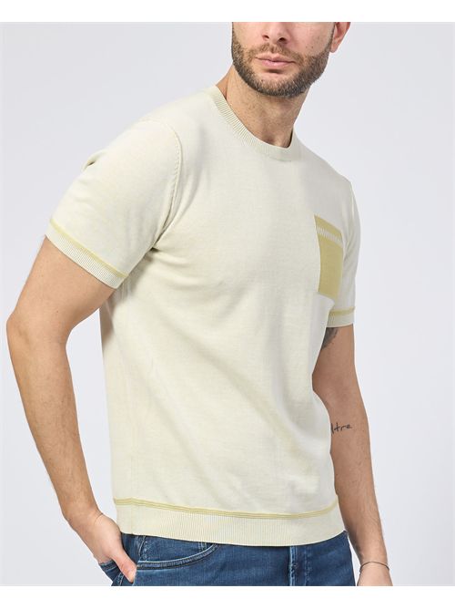 Sette/Mezzo men's cotton T-shirt with chest print SETTE/MEZZO | 651241LIME