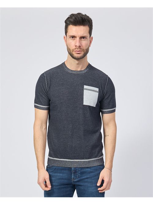 T-shirt homme en coton Sette/Mezzo avec imprimé poitrine SETTE/MEZZO | 651241NAVY