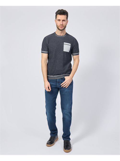 Sette/Mezzo men's cotton T-shirt with chest print SETTE/MEZZO | 651241NAVY