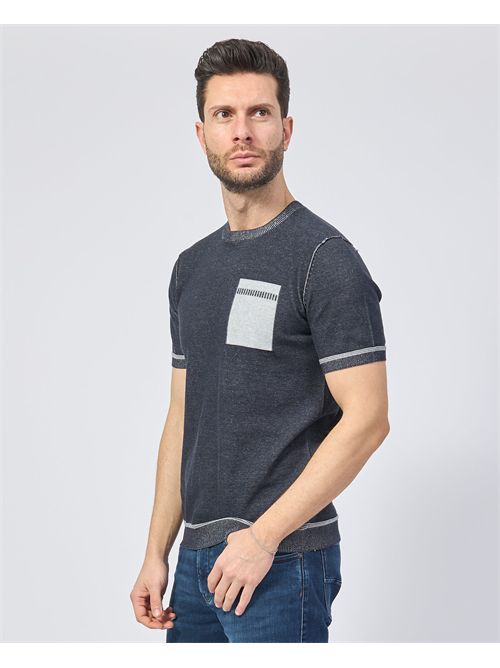 Sette/Mezzo men's cotton T-shirt with chest print SETTE/MEZZO | 651241NAVY