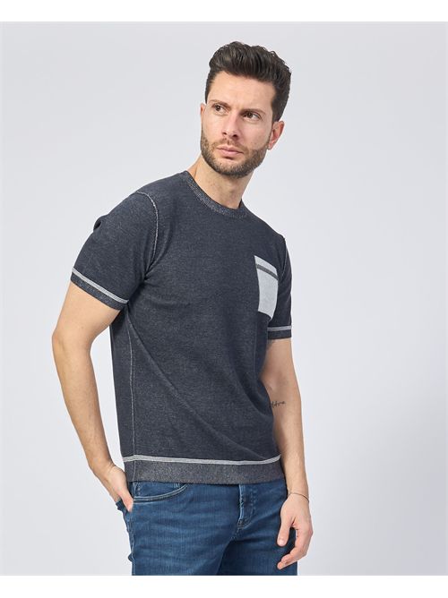 T-shirt homme en coton Sette/Mezzo avec imprimé poitrine SETTE/MEZZO | 651241NAVY