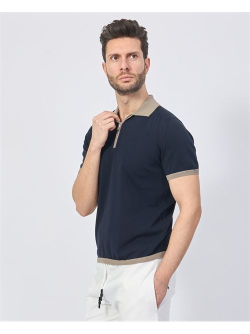 Sette/Mezzo men's polo shirt with zip SETTE/MEZZO | 652003NAVY