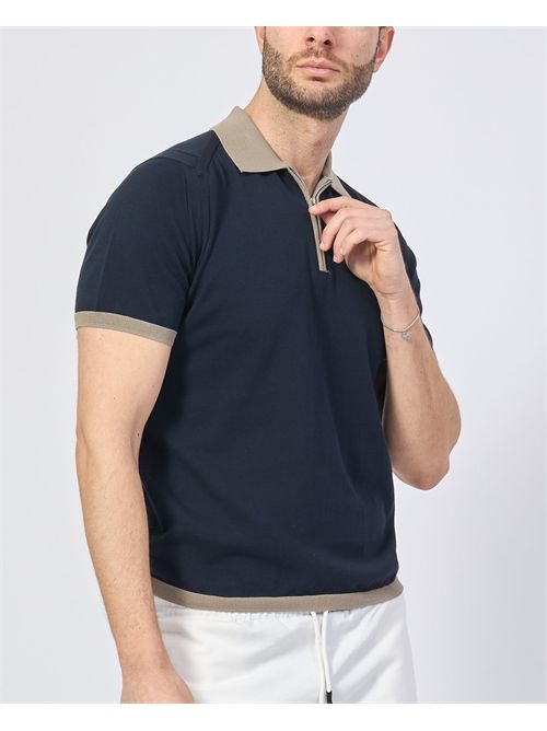 Sette/Mezzo men's polo shirt with zip SETTE/MEZZO | 652003NAVY