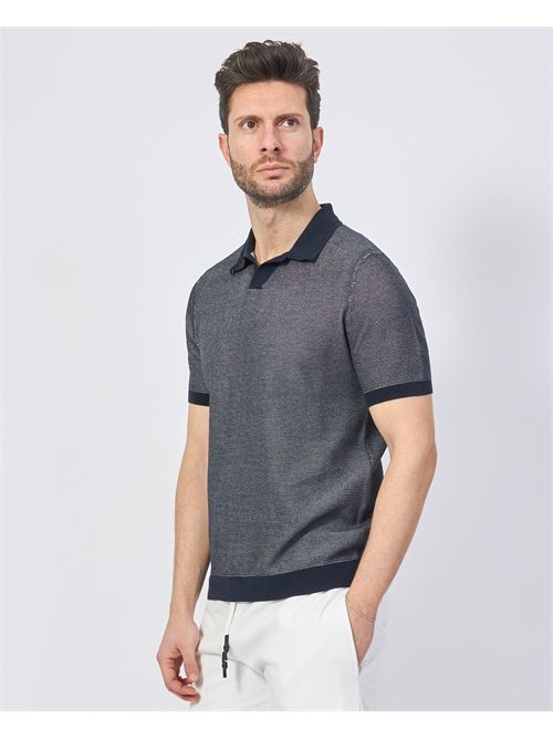 Settemezzo men's polo with contrasting profiles SETTE/MEZZO | 652013NAVY