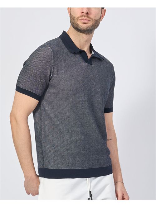 Settemezzo men's polo with contrasting profiles SETTE/MEZZO | 652013NAVY