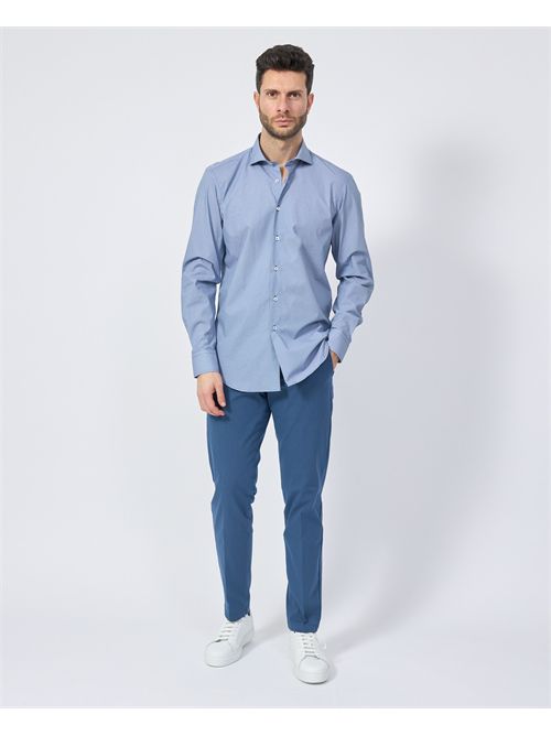 Camicia blu Sette/Mezzo in cotone con micromotivo SETTE/MEZZO | 663-TS0368001