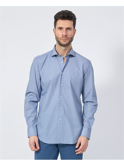 Chemise en coton bleu Sette/Mezzo à micro motif SETTE/MEZZO | 663-TS0368001