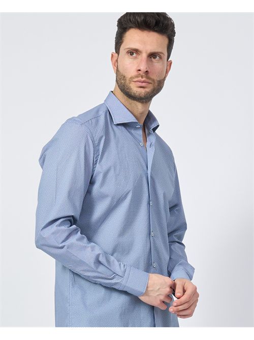 Camicia blu Sette/Mezzo in cotone con micromotivo SETTE/MEZZO | 663-TS0368001