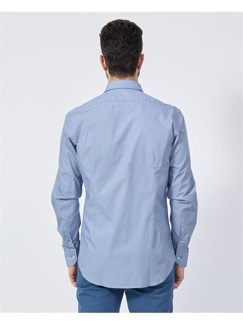 Camicia blu Sette/Mezzo in cotone con micromotivo SETTE/MEZZO | 663-TS0368001