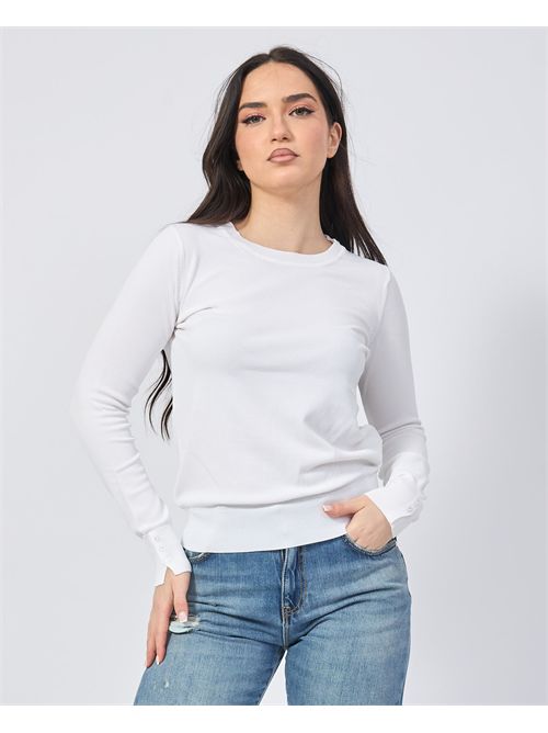 T-shirt femme Settemezzo avec côtes SETTE/MEZZO | DS5001BIANCO