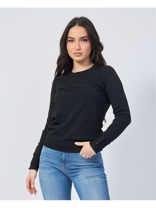 T-shirt femme Settemezzo avec côtes SETTE/MEZZO | DS5001NERO