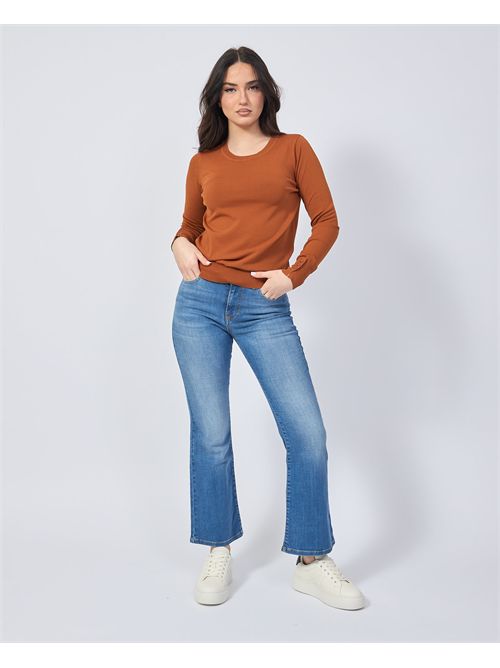 Settemezzo women's t-shirt with ribs SETTE/MEZZO | DS5001TABACCO