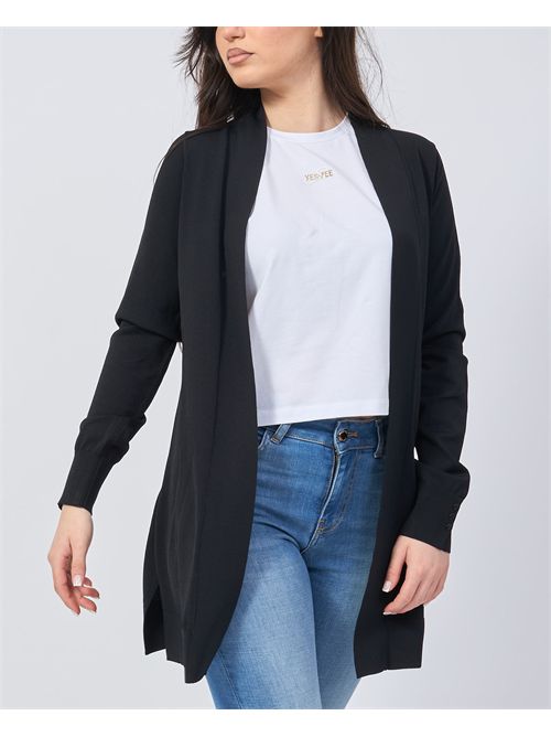 Cardigan lungo donna Settemezzo senza bottoni SETTE/MEZZO | DS5016NERO