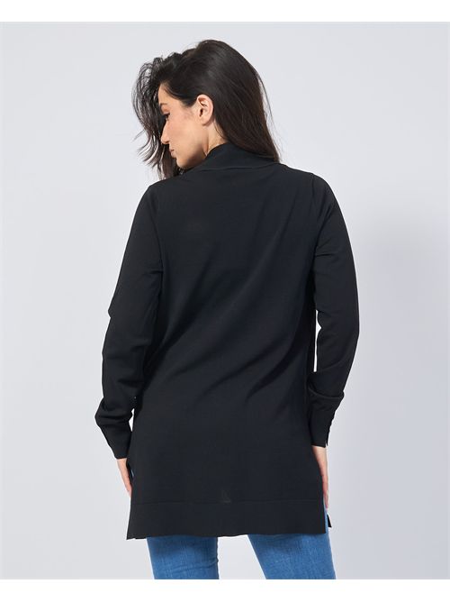 Cardigan lungo donna Settemezzo senza bottoni SETTE/MEZZO | DS5016NERO