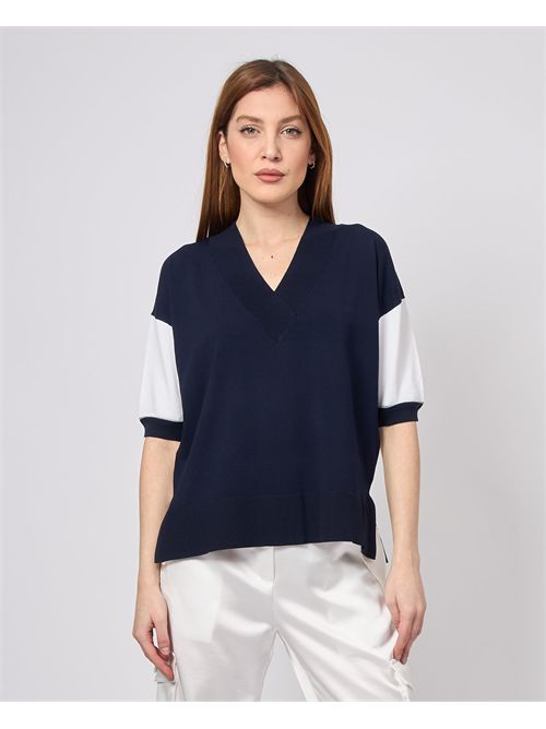 Sette/Mezzo short-sleeved V-neck sweater SETTE/MEZZO | DS5144BLU