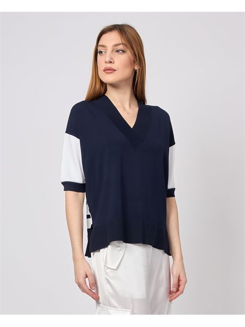 Maglia a maniche corte Sette/Mezzo con scollo a V SETTE/MEZZO | DS5144BLU