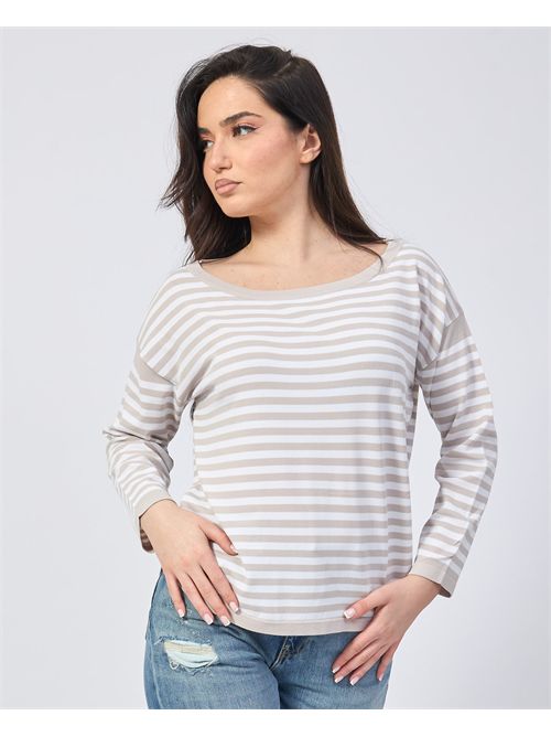 T-shirt girocollo larga da donna Settemezzo SETTE/MEZZO | DS5150GREIGE