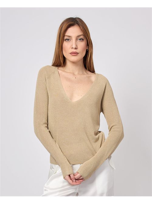 Maglia a manica lunga Sette/Mezzo con scollo a V SETTE/MEZZO | DS5324BEIGE