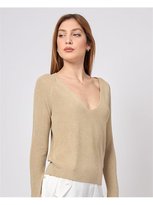 Maglia a manica lunga Sette/Mezzo con scollo a V SETTE/MEZZO | DS5324BEIGE