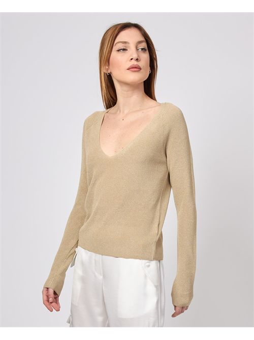 Maglia a manica lunga Sette/Mezzo con scollo a V SETTE/MEZZO | DS5324BEIGE