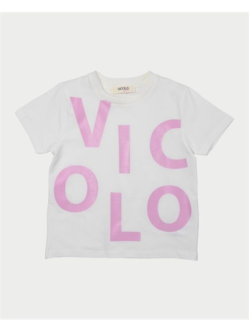 Vicolo girls' cotton T-shirt with decomposed logo VICOLO | 3146M00244WHITE