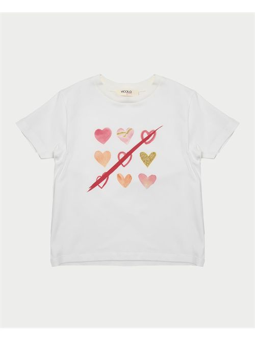 T-shirt Vicolo pour fille avec imprimé coeur VICOLO | 3146M00248WHITE