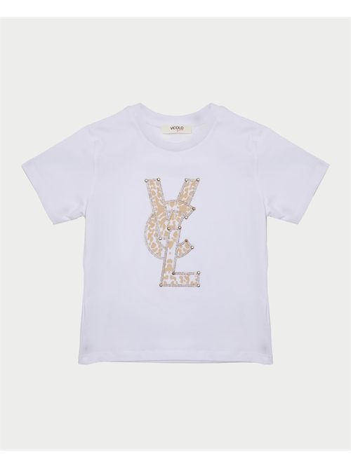 T-shirt in cotone Vicolo per bambine con applicazioni VICOLO | 3146M00358WHITE